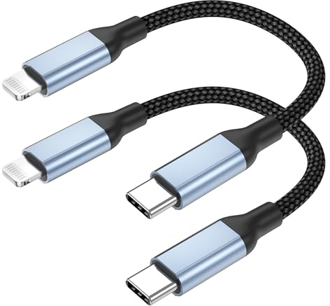 Sailift USB C auf Lightning Kabel Kurz, 2 Stück PD3.0 20cm MFi Zertifiziert USBC auf Lightning Kabel Kurz 20 cm USB Typ C zu iPhone Ladekabel Schnellladekabel für iPhone 14 13 12 Pro Max