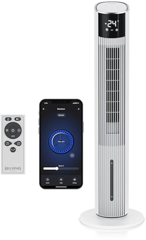 Brandson - Turmventilator mit Wasserkühlung - Wifi Smart Home - Alexa Sprachsteuerung - sehr leise ECO GREEN - 12 Geschwindigkeiten – Sensor Touch Steuerung - Luftkühler – Oszillation