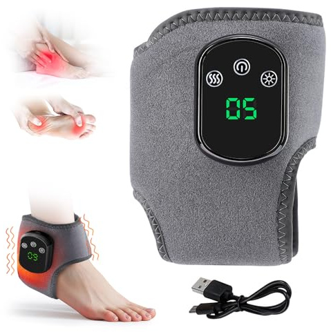 KQWVZ 3-In-1 Fußmassagegerät, Fussmassagegerät Elektrisch, Kabelloses Foot Massager Mit 5 Wärmestufen 3 Vibrationsmodi, Timer-Funktion, Tragbares Kabellose Fußmassagegerät, Für Knöchel, Ferse, Sohle