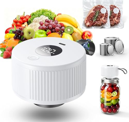Auletor Electric Mason Jar Vacuum Sealer, [2026 Upgraded] One-Piece Handheld Vacuum Sealer Kit for Wide & Regular Mouth Jars, Portable Cordless Sealer for Food Storage, Homesteading & Meal Prep