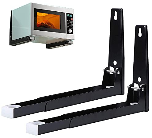 2 Pièces Acer Micro-Ondes Support, Support Mural MicroOnde, Support Universel pour Four à Micro-Ondes Pliable et Robuste, pour Plupart Des Fours Micro Ondes (Argent) (Noir)