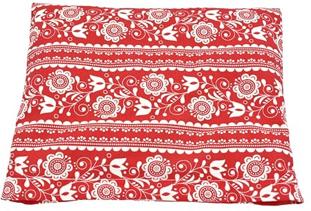 Cherry Stone Cushion - Heat Cushion Made of 100% Cotton - Many Colours - Many Sizes - Natural Filling - Handmade (Red/White Folklore Pattern, 19 x 18 cm)