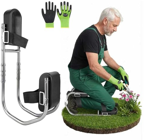 Orifesio Kniebank für Gartenarbeit, Knieschoner mit Sitzfunktion, Höhenverstellbar, 160–195 cm Körpergröße, Schmerzfrei Knien & Bequem Sitzen, Kniesitz Für Garten,BAU & Handwerk