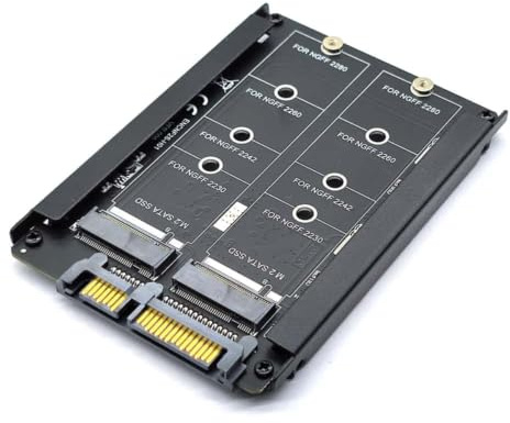 Metal casing 2 M.2 SATA SSD to 2.5 SATA adapter, compatible with 2230/2242/2260/2280mm M.2 solid-state drives.