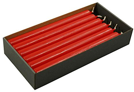 Schlanke Premium Stabkerzen - Rubin Rot - Länge 25cm / Ø 2,2cm - 12 Stück im Pack - Lange Brenndauer & Einwandfreies Brennverhalten - Altarkerzen/Leuchterkerzen