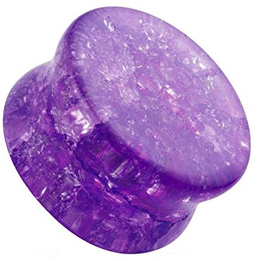 beyoutifulthings Ohr-Plug ZERBROCHENES Glas Ohr-Piercing Ohr-Schmuck Tunnel Sattel-Verschluss Lila 8mm