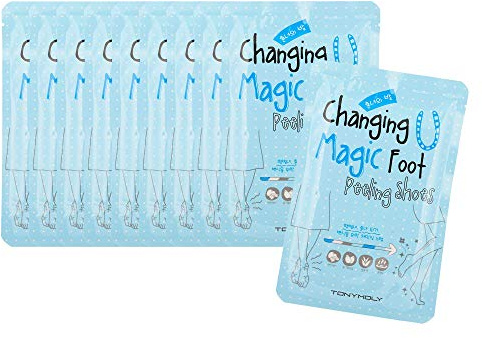 TONYMOLY Changing U Magic Foot Peeling Shoes – 10-Pack Gentle Exfoliating Korean Foot Mask with Fruit AHAs & Plant Extracts for Soft, Smooth Skin