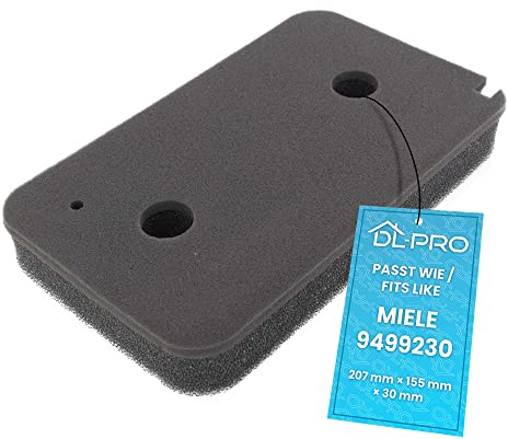 DL-pro Filter Foam Filter Suitable for Miele 9499230 207 x 155 x 28 mm Base Filter on Heat Exchanger Dryer Heat Pump Dryer