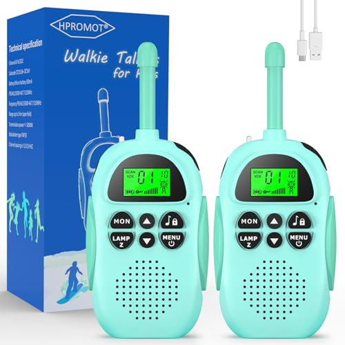HPROMOT Spielzeug ab 3-12 Jahre Jungen Walkie Talkie Kinder Aufladbar, 16-Kanal Kinder Spielzeug für 3-12 Jahre Kinder,Abenteuer, Camping,Wandern,Christmas Birthday Gifts