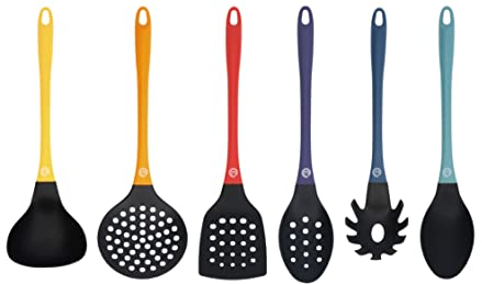 MasterChef Set Utensili Cucina con Mestoli, Spatola, Cucchiaio, Leccapentole, Set Pasticceria e Altro AntiGraffio e Resistente al Calore, Casa Accesori Antiaderente, Multicolore