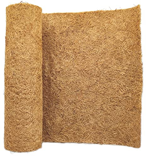 SUNYAY Kokosmatte 100% Bio 40x200 cm, Coco Liner Mulch für Pflanzen, Unkrautbekämpfung Stoffmatte, Kokos Teppich für Tiere, Braun