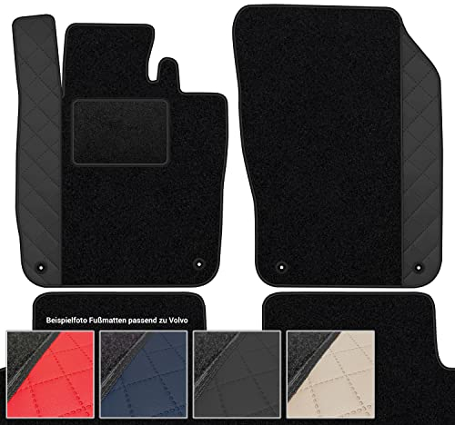 moto-MOLTICO Fußmatten Auto Velours Autoteppiche Schwarz Automatten Set 4-teilig - Auffälliges Design - passend für Volvo C30 S40 II V50 I 2004-2012 (Schwarzes Muster)