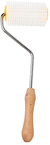 Hapivida Bienenzucht Entdeckelungsgabel Roller, Honig Entdeckelungswalze mit Holzgriff, Kunststoff Bienenzucht Nadel Walze für Honig Spinner Extraktor Ausrüstung