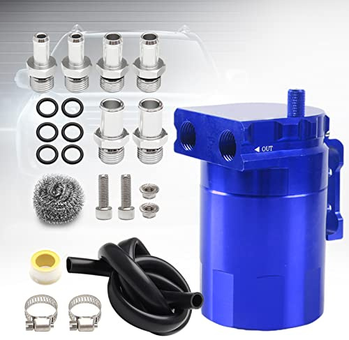 Htostar Racing Thick Shell Baffled Oil Catch Can Coolant Fuel Catch Can Reservoir Kit - Blue