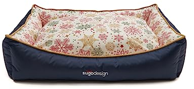 sugodesign Hundebett Wasserabweisend aus Baumwoll-Polyester - Hundekörbchen mit herausnehmbaren Kissen - Hundesofa mit Tragetasche - 7 Verschiedene Motive - 3 Größen (S/M, L, XL) (rot-grün, L)