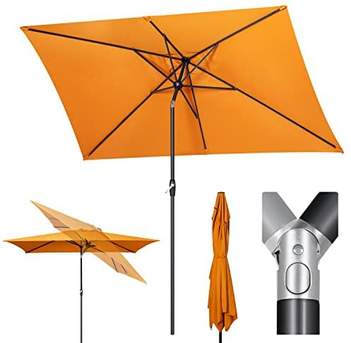 Sekey Aluminum Sonnenschirm mit Kurbel und Knicker,Sonnenschirm Rechteckig für Balkon Garten & Terrasse Sonnenschutz UV 50+
