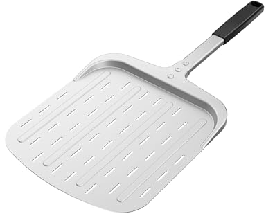 Honsdom Pizza Peel 12-inch Perforated Aluminum Pizza Paddle, for Launching, Turning and Retrieving Pizzas