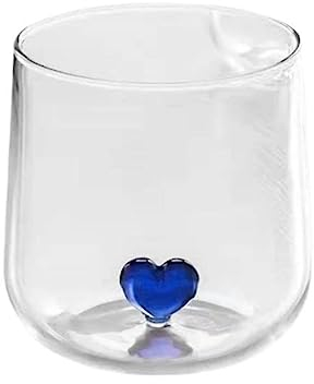 BORATO Occhiali Coppa Di Acqua Creativa Con Il Cuore Grazioso Rosa Regalo Delizioso Per Amanti La Colazione Latte Tazza Di Caffè Trasparente In Bicchiere Da Bere Trasparente-Blue,301-400Ml