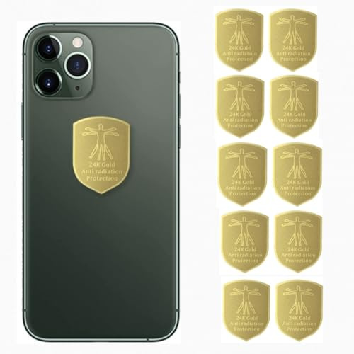 WETBEN 10 Pieces Radiation Protection Phone Stickers Anti Radiation EMF Blocker Electronic Devices Radiation Protector Stickers EMF Shield Sticker for Mobile Phones Computers Laptops (Gold-10pcs)