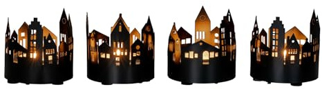 levandeo 4er Set Teelichthalter Weiß Metall Haus Windlicht Tischdeko Kerzenhalter Kerzen Deko Wohndeko