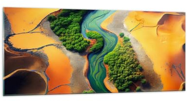 ARTTOR Bilder auf Glas 120x50cm Wandbild Glasdruck Landschaften Wald - 6003 | Landschaft Natur Fluss Panorama Groß Modern Dekoration Wohnzimmer Schlafzimmer Küche Wanddeko Kunstdruck Art ARTTOR