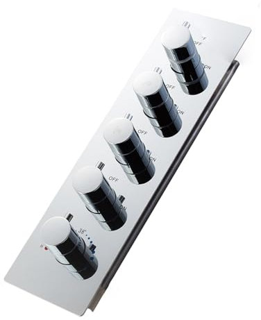 SWHC In der Wand Duscharmatur Mischbatterie Dusche Thermostat Messing Duschamatur mit Verbrühungshemmender Chromfarbe 4 Funktionen Duscharmaturen