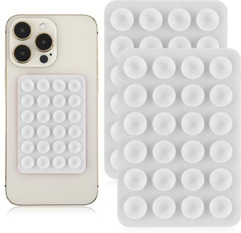 Giantree 2 Pcs Silicone Suction Phone Case Adhesive Mount, Suction Phone Case Mount Anti-Slip Hands-Free Mobile Accessory Phone Accessory Holder (White)