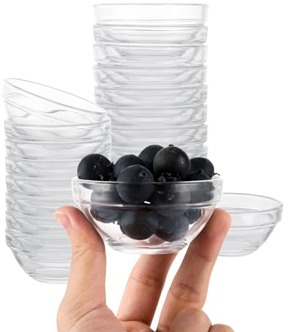 ZOFUN 20 ciotole per dessert, diametro 6 cm, ciotole in vetro, ciotole per snack, ciotole in vetro temperato per dessert, tapas e snack