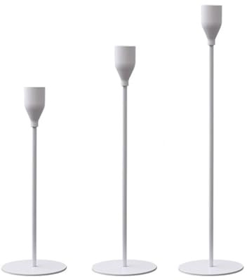Kerzenständer 3 Stück für Stabkerzen, Kaminsims Weiße Kerzenhalter für 3/4 Stab- und LED-Kerzen, Eleganter Kerzenhalter Tischmittelpunkt für Hochzeit/Party/Abendessen/Jubiläum