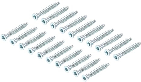 uxcell Furniture Confirmat Screw, 50pcs 7x50mm Hex Socket Wood Screws Zinc Plated Countersunk Self-Tapping Furniture Connecting Screw