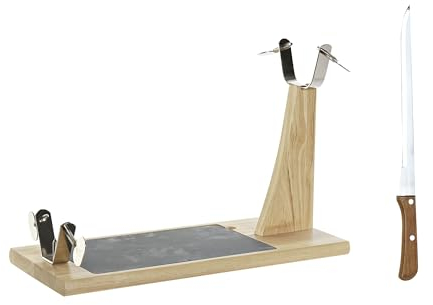 LEKE GO Jamonero Natural de Pino Natural para Mesa Cocina de 44x20x31 cm