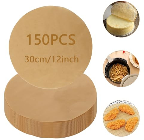 CYEER 150 Stück Backpapier Rund 30 cm - Antihaft Backpapier Zuschnitte für Springform, Heißluftfritteuse & Backform - Hitzebeständig, Fettbeständig & Lebensmittelecht - Braun