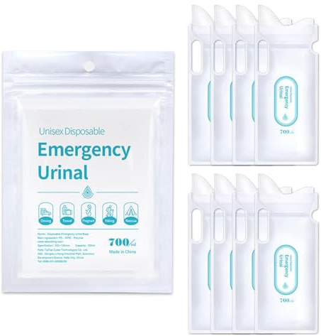 ZEACCT 8-Piece Disposable Urinal Set | Portable Emergency Pee Bags with Handle for Adults & Children | Compact Travel Solution for Camping, Traffic Jams & Needs | Suitable for All Genders