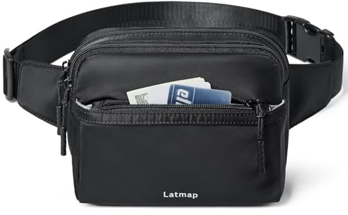 LATMAP 3L Fanny Packs für Frauen Männer Mode Taille Packs Gürteltasche mit 4-Reißverschluss Taschen Crossbody Tasche Einfache Brieftasche für Reise Sport, Pink1