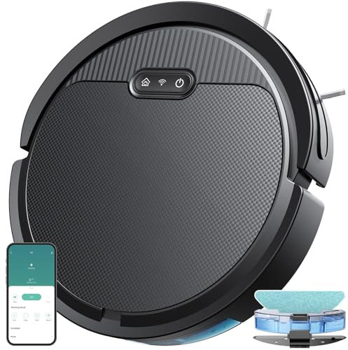 Kipvvo V3 3 in 1 Robot Vacuum and Mop with 5000Pa Suction Power, Work with 2.4GWifi/ Alexa/App/, Self-Charging Vacuum Cleaner, Tangle-Free, Ideal for Pet Hair,Carpet and Hard Floor