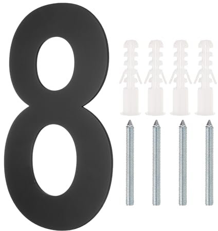 sourcing map 10 Inch Floating House Number, Stainless Steel Metal Modern House Number for Outside Address Sign for House with Nail Kit for Mailbox Yard Home Front Door (Number 8, Matte Black)
