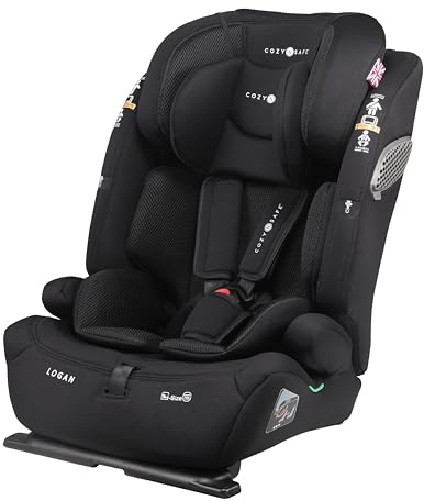 Cozy N Safe Logan i-Size Car Seat 76-150cm, 5 Point Harness to 105cm, Forward Facing High Back Booster, Side Impact Protection, Adjustable Headrest, Kids Car Seat 15 Months to 12 Years (Onyx)