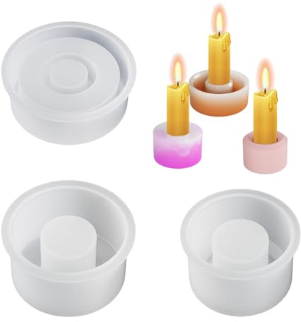 Bieiyhe 3 Piezas Moldes Silicona Velas Redondo,Molde de Hormigón Portavelas,Molde Resina para Portavelas,Candelabros de Cemento Diy,Molde Candelabros Hechas a Mano,Moldes de Silicona Cilíndricos 3D
