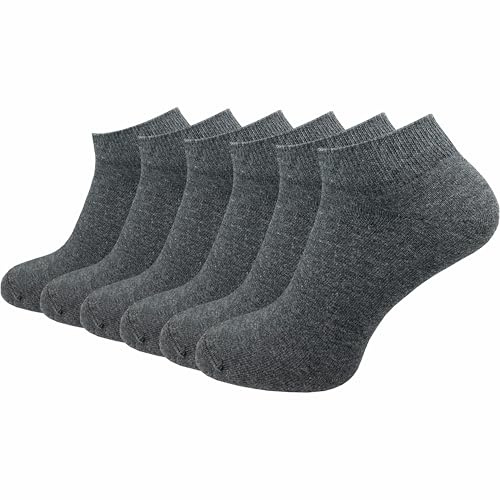 GAWILO Damsneakers, strumpor av 100 % ren bomull (6 par | 10 par) | Korta strumpor utan tryckande söm över tårna, grå | 6 par, 39-42 EU