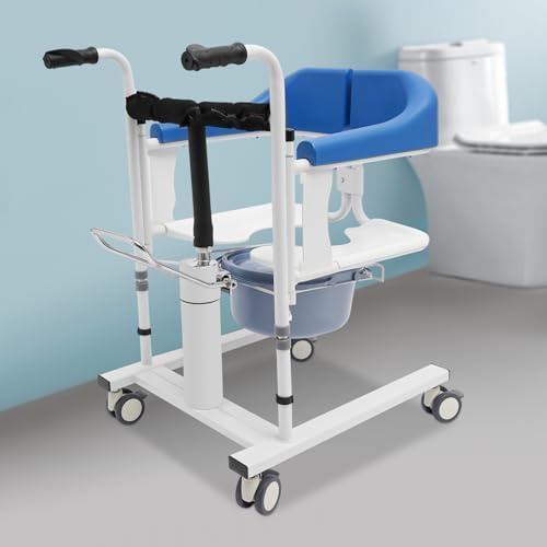DSYOGX - Silla de transferencia hidráulica, elevador de pacientes, silla de ducha para personas mayores, 4 ruedas de freno, apertura y cierre de 180°, para familias, hogares de ancianos y hospitales