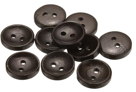 QUARKZMAN 10 Stück Knöpfe 15mm Holzknöpfe 2 Loch Buttons, Bastelknöpfe Vintage Rund Nähknöpfe Ersatzknöpfe für DIY Dekoration Mäntel Kleidung Strickjacke, Dunkelbraun