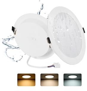 Grebeam 2 Pack 16W LED Downlights Ceiling, IP44, 1400LM, Spot Lights for Ceiling, 3000K Warm/4000K Neutral/6000K Cool Adjustable, Cutout Ø145-160mm, Recessed Ceiling Lights for Bathroom