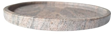 Plato de granito natural Ø 26,5 cm H 2 cm – Bandeja redonda decorativa para baño, cocina y salón – Almacenamiento elegante de piedra – Hecho a mano – Diseño italiano by Kalu Creations