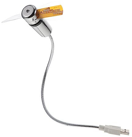 Mikikit Mini Ventilador Portátil USB y Reloj de Computadora con Ventilador LED y PVC Soporte de Aluminio para Enfriamiento en Computadora