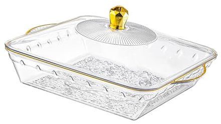 Gcljlmy Frutero con tapa, moderno organizador de encimera, cesta decorativa, cuenco para aperitivos, salón, oficina, servido (325 x 28 x 65 cm, transparente)