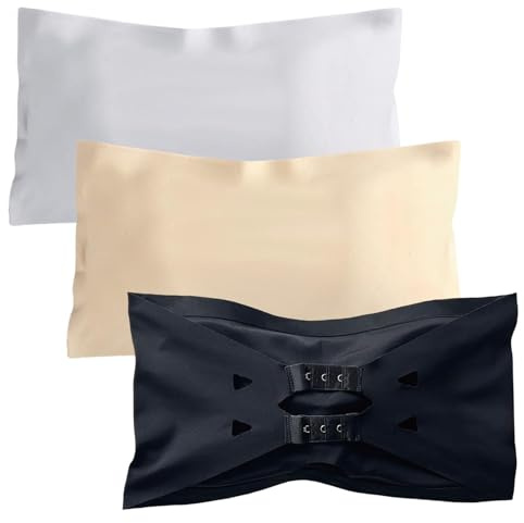 ZPSCXQ 3PCS Kids Strapless Bra, Teen Strapless Bandeau Seamless Underwear Tube Bra with Fixed Bust Pad, Removable Pads Full Cup Sports Bra for Girls Teens 13 to 18 Years Old with Small Breasts