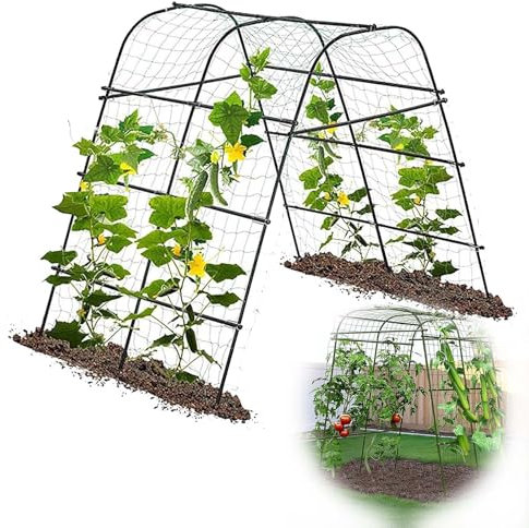 Treillis de jardin à arche haute extra haut en acier avec revêtement pour plantes grimpantes, support de plantes grimpantes à 3 arches (120 x 120 cm)