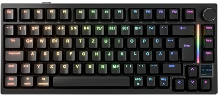 GK GAMAKAY TK75HE V2 Rapid Trigger Gaming Tastatur QWERTZ (ISO-DE Layout) | TFT Bildschirm, BT/2.4GHz/USB-C 8KHz 0,005mm RT Hall Effekt Magnetschalter Kabelloses Tastatur, Schwarz Magnetic Phoenix