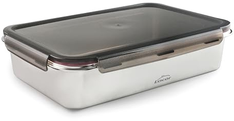 LACOR 64675 - Tupper Hermético Ecoinox Pro, 5 L, Acero Inoxidable 18/10 | En acero inox 18/10, para un uso práctico y profesional en cocina; apto para horno, apto para lavavajillas, cierre hermético