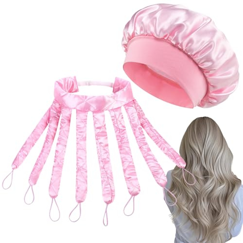 2Pcs Octopus Heatless Curling Hair Curlers Rod Headband Includes Bonnet Set, No Heat Curling Rod Overnight Headband Rollers Curl Rods Lazy Styling Tools Set for Waves and Curls for Long/Short Hair